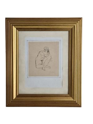 Yves BALAN?, "Etude de femme nue", encre, signé en bas à dro…