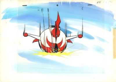 une image représentant un dessin d'un avion rouge et blanc dans le ciel