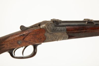 Beau fusil mixte superposé en calibre 16/65 et 9,3 x 72 R à …