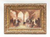 an oil painting of a group of people sitting around a table