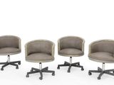 three office chairs with wheels and casteors on a white background