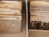 a lot of old records in a box