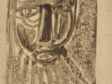 un vieux dessin d'un visage d'homme avec un chapeau sur la tête