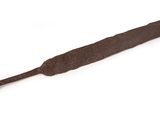 an old iron knife with a wooden handle on a white surface