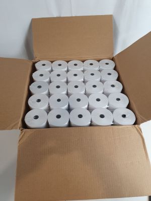 many rolls of toilet paper in a box on a table