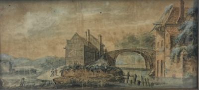 Route animée vers le pont du village.