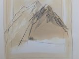 une image représentant un dessin de montagne dans un cadre carré