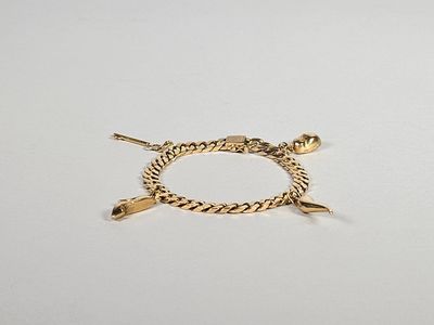 gros plan d'un bracelet en or sur une surface blanche