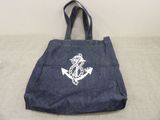 blue denim tote bag with white anchor on it