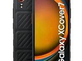 the back of a black samsung xcover phone with the logo on it