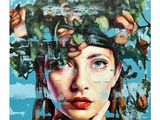 an image of a painting of a woman with flowers in her hair