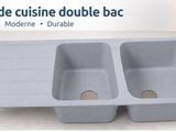 two sinks are shown with the words ever cuisine double bac in front of them