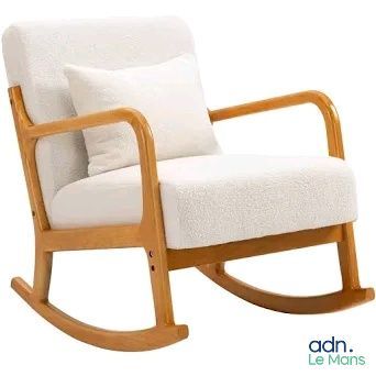 a rocking chair with a pillow on top of it