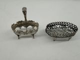 pair of antique silver plated fruit dishes