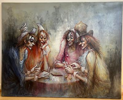 Armand LOURENÇO (1925-2004). Partie de cartes.