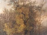 painting of a group of people in a wooded area by a tree