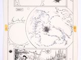 une image tirée d'une bande dessinée, avec un dessin représentant une planète en arrière-plan