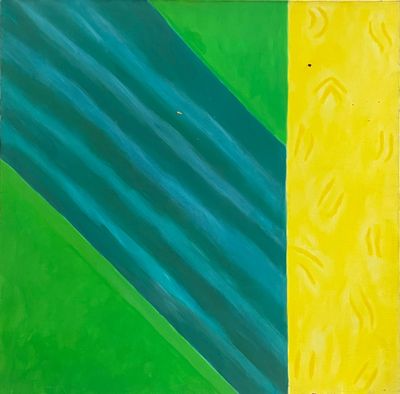 an image of a painting of a green and yellow strip