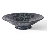 an image of a black and blue glass bowl on a white background