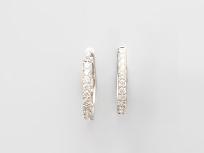 une paire de boucles d'oreilles en diamant sur fond blanc