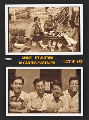 two black and white photos of a group of people sitting around a table