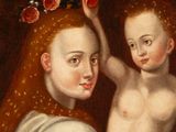 an image of a painting of a woman holding a child