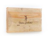 a wooden box with a picture of a camel on it