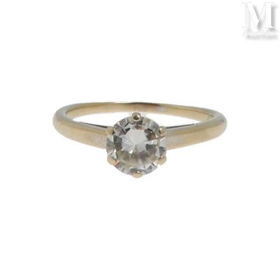 Bague diamant Bague solitaire en or gris 18K (750°/°°) ornée… - Photo 1