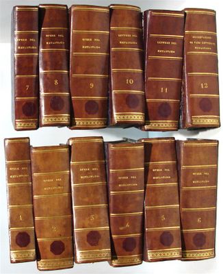 several books are lined up on a shelf in a row