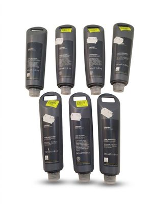 six types différents de gels hydroalcooliques sont présentés en rangée