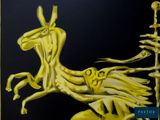 painting of a horse with a skeleton on it ' s back and a skeleton on its back
