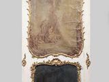 paire de miroirs anciens représentant un homme et une femme dans un bateau