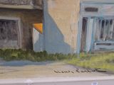 a picture of a painting of a house on the street