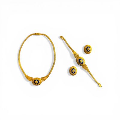 Parure en or 18k (750e), comprenant un collier ras-de-cou, u…