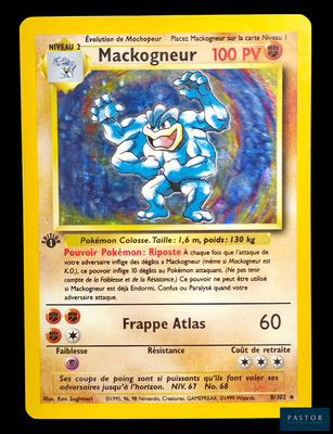 La carte Pokémon représente un personnage Pokémon bleu et blanc.