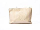 chanel beige leather tote bag