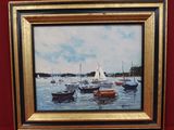 une image d'une peinture de bateaux dans l'eau