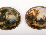paire de peintures à l'huile anglaises du XIXe siècle représentant un paysage champêtre