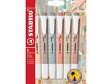 trois stylos sont présentés dans un emballage sur fond blanc