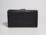 chanel black leather wallet with cc logo