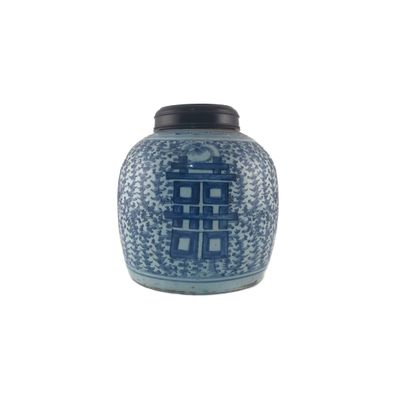 un vase bleu et blanc orné d’un motif