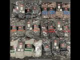 many bags of food that are sitting on a table