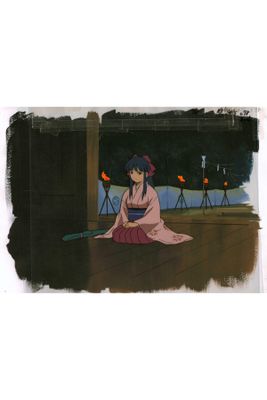 an illustration of a woman sitting on a porch with a bird in her hand