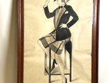 tableau représentant une femme fumant une cigarette, assise sur une chaise
