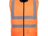 une image représentant un gilet de sécurité orange avec des bandes réfléchissantes