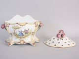 pair of porcelain vases with pink roses and gold decoration