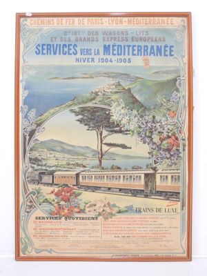a poster of a train that is on the tracks