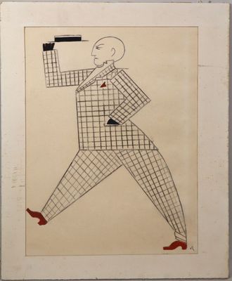 an image of a drawing of a man in a suit holding a gun