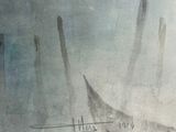a picture of a painting of a boat in the water