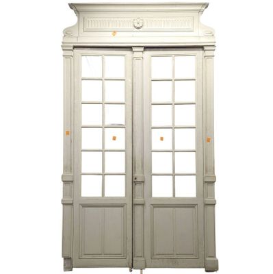 an image of a pair of double doors on a white wall
